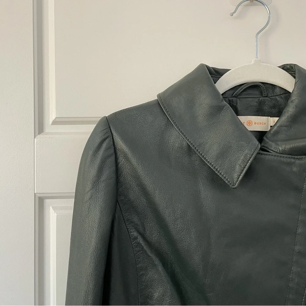 Tory Burch Harper Leather Moto Asymmetrical Jacket